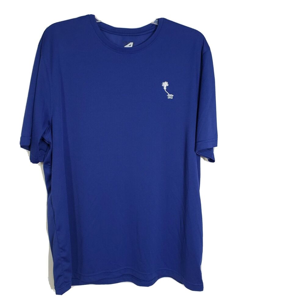 Ahead USA Mens T Shirt Large Blue Short Sleeve Golf Crew Neck Palm Tree 1911